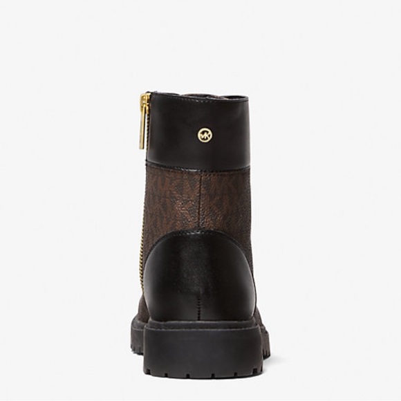 BRAND NEW BROWN MICHAEL KORS Alistair Signature Logo Combat Boots SIZE 9 9.5 - Picture 4 of 5